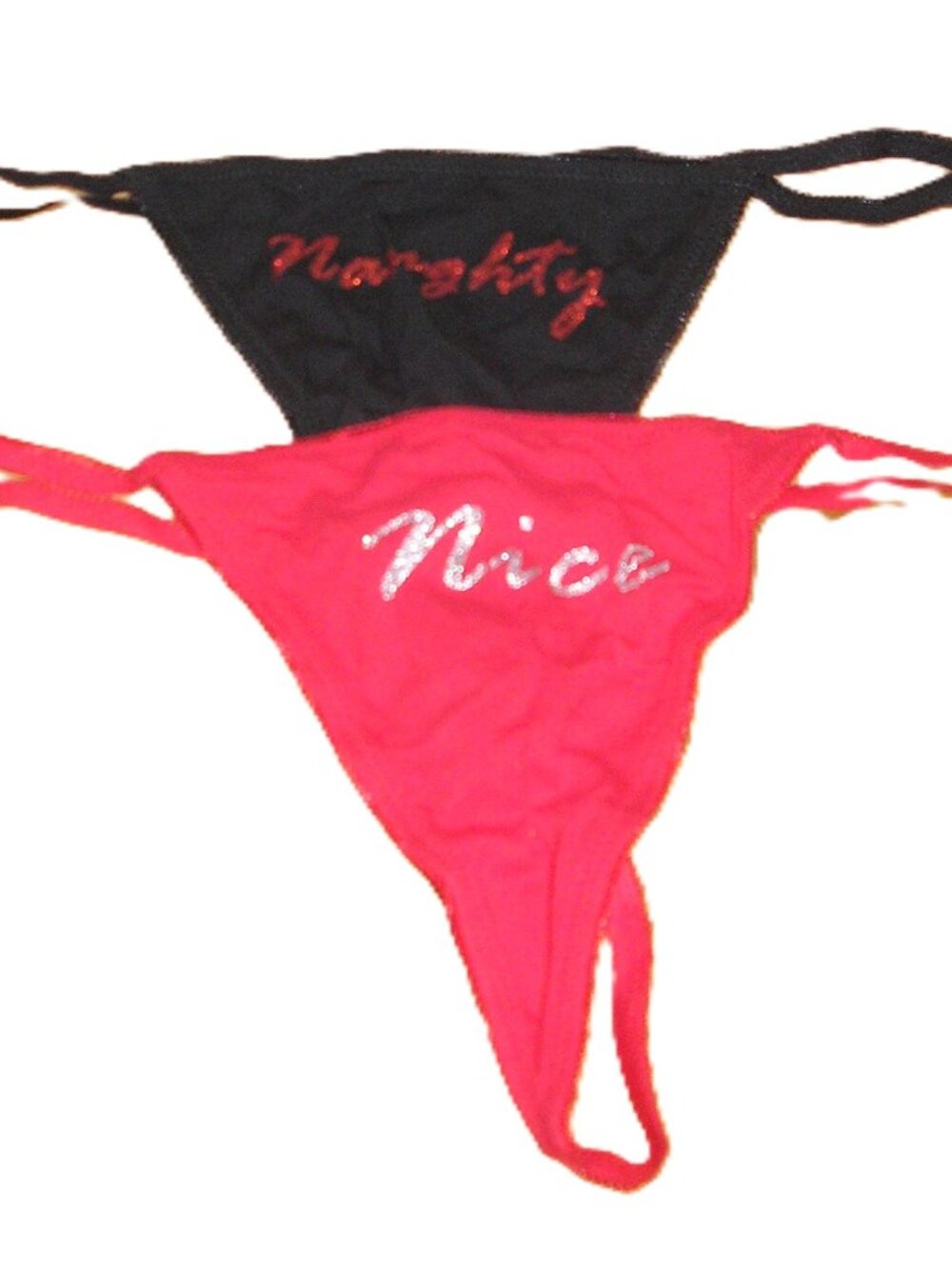 Set of 2 Fredericks of Hollywood Naughty & Nice Thong Panties Lingerie, Large